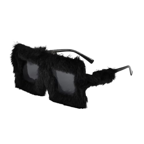 pipisweet Übergroße Plüsch-Sonnenbrille, weich, flauschig, Winter-Sonnenbrille, quadratischer Rahmen, für Party, Weihnachten, Halloween, Neuheit (C1) von pipisweet