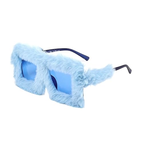 pipisweet Übergroße Plüsch-Sonnenbrille, weich, flauschig, Winter-Sonnenbrille, quadratischer Rahmen, für Party, Weihnachten, Halloween, Neuheit (C10) von pipisweet