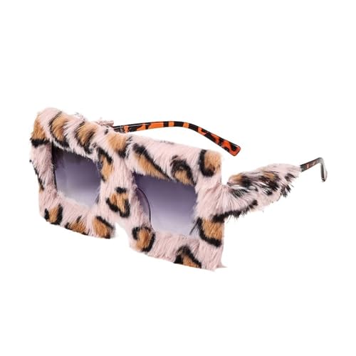 pipisweet Übergroße Plüsch-Sonnenbrille, weich, flauschig, Winter-Sonnenbrille, quadratischer Rahmen, für Party, Weihnachten, Halloween, Neuheit (C19) von pipisweet