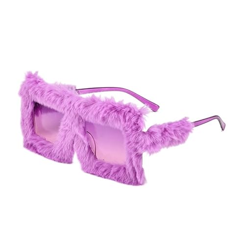 pipisweet Übergroße Plüsch-Sonnenbrille, weich, flauschig, Winter-Sonnenbrille, quadratischer Rahmen, für Party, Weihnachten, Halloween, Neuheit (C6) von pipisweet