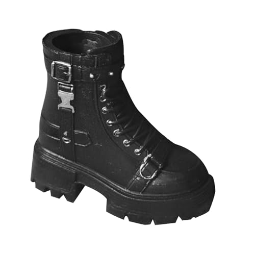 1/6 Maßstab Actionfigur, kurze Stiefel, BJD-Puppenschuhe, für 30,5 cm große Mädchenpuppen, modische Nietenstiefel, Zubehör, Schwarz 1/6 Maßstab Actionfigur, kurze Stiefel, BJD-Puppenschuhe, für 30,5 cm große Mädchenpuppen, modische Nietenstiefel, Zubehör, Schwarz von pistro