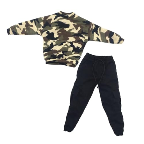 1/6 Maßstab Actionfigur Bekleidungsset Sweatshirt und Hose für 30,5 cm männliche Puppen - Schwarz von pistro