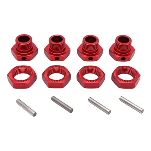 1/7 RC Auto Radadapter mit Mutter, 4 Stück, Aluminium, direkte Ersatzteile für 7303 Modell, hohe Leistung, Rot von pistro