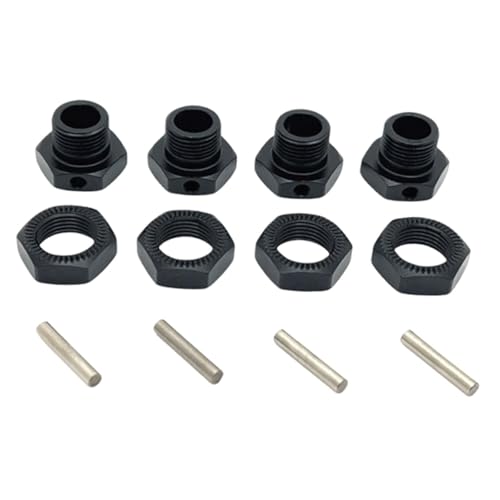 1/7 RC Auto Radadapter mit Mutter, 4 Stück, Aluminium, direkte Ersatzteile für 7303 Modell, hohe Leistung, Schwarz von pistro