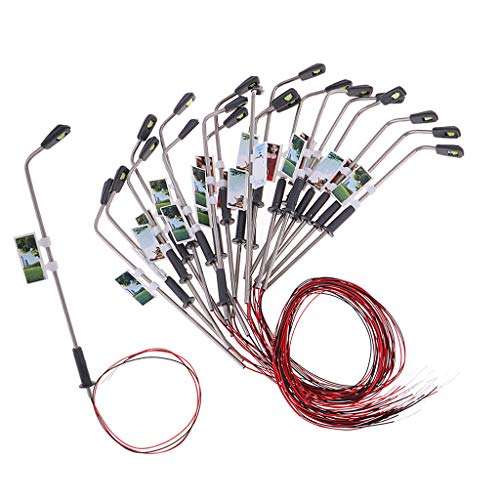 10 Stück Modelleisenbahn Straßenlaternen LED Beleuchtung Warmweiß 12V Laternenpfahl für HO TT N Maßstab 1:100 bis 1:150 Landschaftsmodell- L02 1:200 von pistro