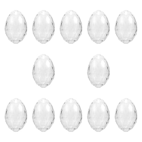 12 befüllbare Ostereier, transparenter Kunststoff, Ostereiersuche, Partygeschenke, Klassenzimmer, Belohnungen, Süßigkeitenbehälter, Bastelarbeiten, Dekorationen, 8 x 5,5 cm, transparent von pistro