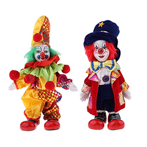 2 Mini Halloween Clown Kostüm Porzellanpuppe Dekofiguren im bunten Kostüm für Geburtstagsgeschenk und Partydekoration- 2*stehender Clown A 2 Mini Halloween Clown Kostüm Porzellanpuppe Dekofiguren im bunten Kostüm für Geburtstagsgeschenk und Partydekoration- 2*stehender Clown A von pistro