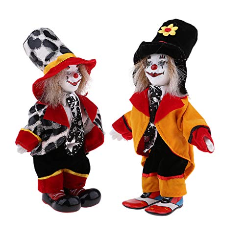 2 Mini Halloween Clown Kostüm Porzellanpuppe Dekofiguren im bunten Kostüm für Geburtstagsgeschenk und Partydekoration- Clown B 2 Mini Halloween Clown Kostüm Porzellanpuppe Dekofiguren im bunten Kostüm für Geburtstagsgeschenk und Partydekoration- Clown B von pistro