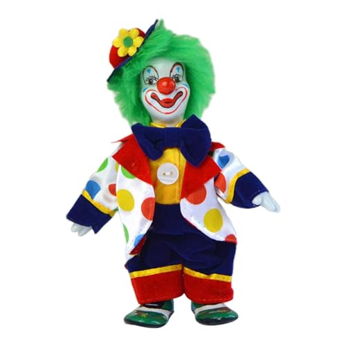 2 Mini Halloween Clown Kostüm Porzellanpuppe Dekofiguren im bunten Kostüm für Geburtstagsgeschenk und Partydekoration- Clown C 2 Mini Halloween Clown Kostüm Porzellanpuppe Dekofiguren im bunten Kostüm für Geburtstagsgeschenk und Partydekoration- Clown C von pistro