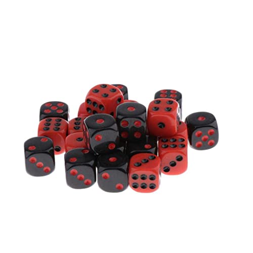 24-teiliges zweifarbiges rotes und schwarzes sechsseitiges D6-Würfel-Set mit Samtbeutel für D&D-RPG-Tischspiele 24-teiliges zweifarbiges rotes und schwarzes sechsseitiges D6-Würfel-Set mit Samtbeutel für D&D-RPG-Tischspiele von pistro