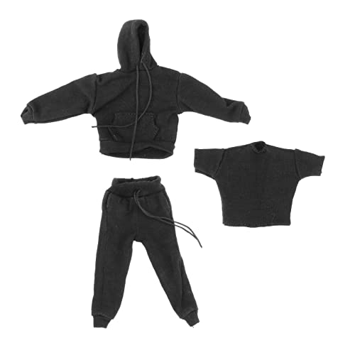 3 x Herren-Sweatshirt-Outfit-Set im Maßstab 1:12, Hoodie und Hose, Kostüm für 15,2 cm große Actionfigur, Puppenkleidung, Schwarz 3 x Herren-Sweatshirt-Outfit-Set im Maßstab 1:12, Hoodie und Hose, Kostüm für 15,2 cm große Actionfigur, Puppenkleidung, Schwarz von pistro
