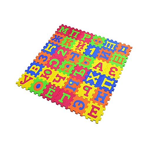 36 Stück EVA Schaum Boden Spielmatte Russisches Alphabet Ineinandergreifende Teppich Verdickte Puzzlematte für Kinderzimmer Balkon Jungen Mädchen Baby von pistro