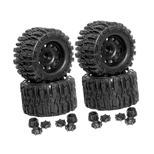 4 RC Wheels Reifen Ersatzset für RC Autos im Maßstab 1/8, 17 cm Durchmesser, schwarze Reifen mit einfacher Installation von pistro