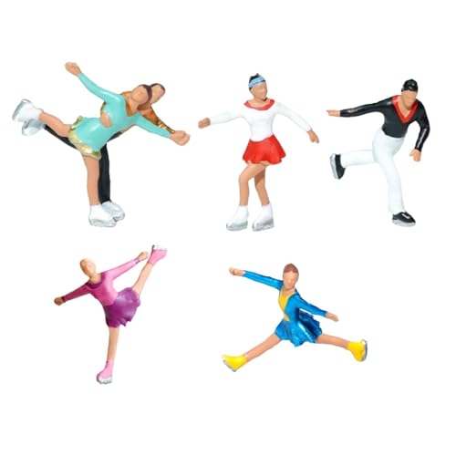 5 Stück Miniaturfiguren Maßstab 1:87 Eiskunstläufer Harzfiguren Puppenhauszubehör Modellbau Diorama von pistro