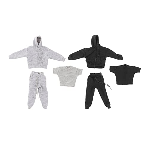6 x Actionfiguren-Kleidungsset im Maßstab 1:12, lässiger Kapuzenpullover und Hose, Outfit für DID DML PH-Körper, 30,5 cm männliche Figuren 6 x Actionfiguren-Kleidungsset im Maßstab 1:12, lässiger Kapuzenpullover und Hose, Outfit für DID DML PH-Körper, 30,5 cm männliche Figuren von pistro