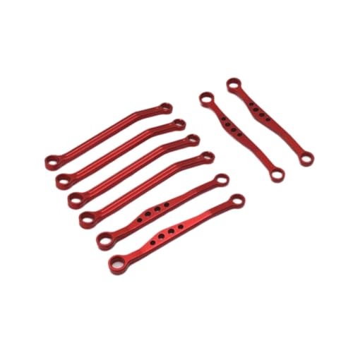 8-teiliges Gestänge-Set für C64 Ferngesteuertes Auto, Metallgehäuse, Verbindungsstange, Zugstangen-Set, Maßstab 1:16, RC Auto-Ersatzteile, Zubehör, Rot von pistro