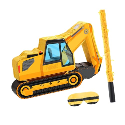 Bagger-Piñata mit Augenbinde und Konfetti-Baugruppe, Mottoparty-Zubehör, Süßigkeiten-Smashing-Requisiten für Jungen und Mädchen von pistro