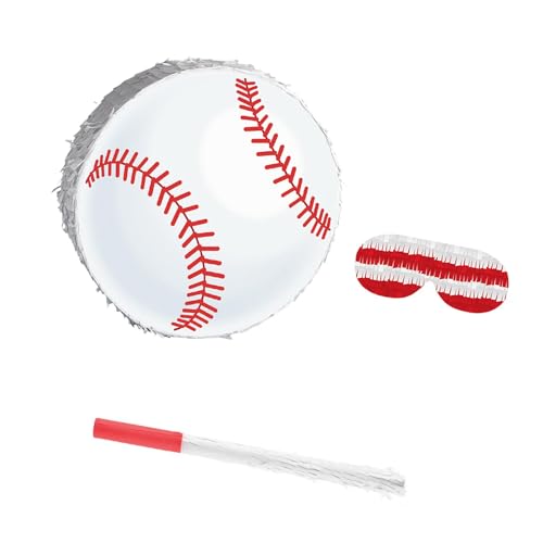 Baseball-Piñata mit Augenbinde und Konfetti für Jungen und Mädchen, Sport, Mottoparty, Unterhaltung, Dekoration, Zubehör von pistro