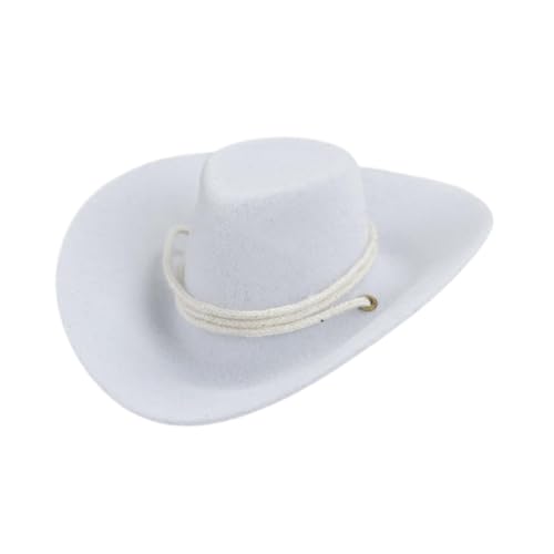 Cowboyhut im Maßstab 1:6 für Actionfiguren, Westernzubehör, 30,5 cm, Puppenhut, 8,5 cm, Miniatur-beflockter Hut, Weiß von pistro