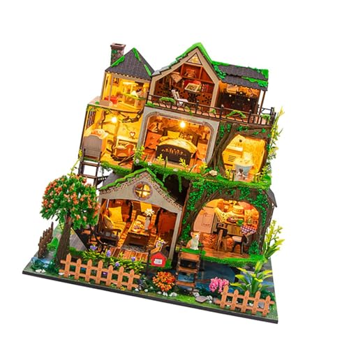 DIY Miniaturhaus Mini Diorama 3D Holzpuzzles Schreibtischdekoration Sammlerstücke Handarbeit Pädagogisches Kunstwerk Zubehör 12.6 x 9.06 x 11.81 Zoll von pistro