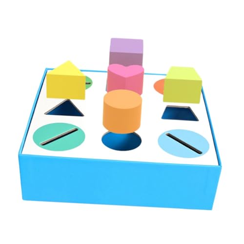Form- und Farberkennungs-Matching-Puzzle, frühes Lernspielzeug für Kinder, Holz-Sortierbox mit 9 farbigen Formen, 17.2x17.2x5.2 cm von pistro