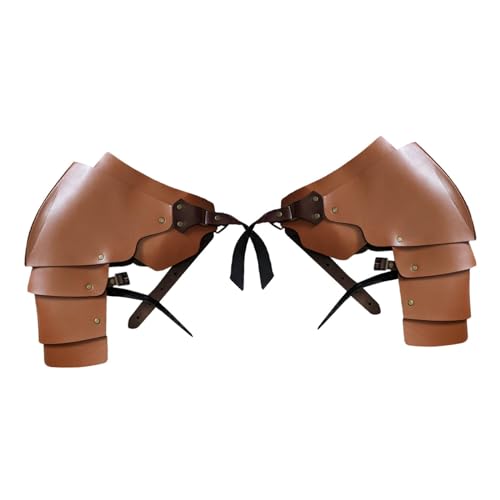 Kunstleder Mittelalterlicher Schulterschutz Ritter für Kostümzubehör Party, Verstellbarer Schulterpanzer für Cosplay LARP Mittelalterfest- Brown von pistro