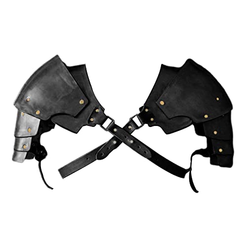 Kunstleder Mittelalterlicher Schulterschutz Ritter für Kostümzubehör Party, Verstellbarer Schulterpanzer für Cosplay LARP Mittelalterfest- Schwarz von pistro