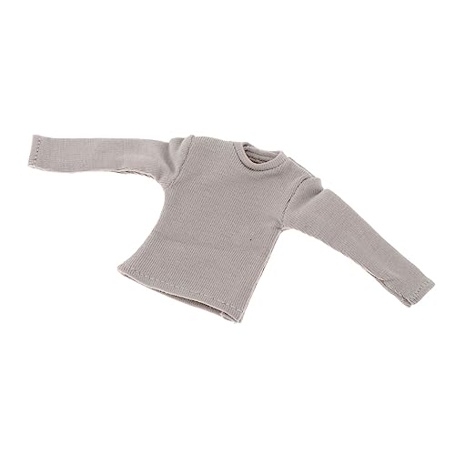 Langärmeliges T-Shirt für männliche Miniatur-Puppenfiguren, Maßstab 1:12, Actionfiguren-Kleidung, Hellgrau Langärmeliges T-Shirt für männliche Miniatur-Puppenfiguren, Maßstab 1:12, Actionfiguren-Kleidung, Hellgrau von pistro