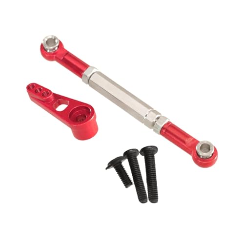 Lenkservo-Arm, 25T Servo Link Zugstange, verstellbar, Metall, RC-Lenkgestänge für 104072 104002 1/10 Maßstab RC Auto, Rot von pistro