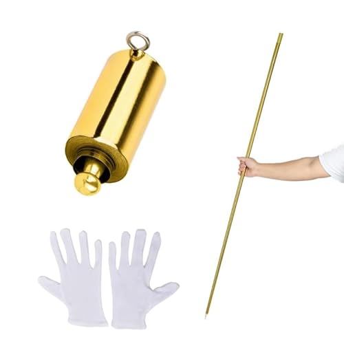 Magic Appearing Cane Metal Pocket Staff with Gloves Retractable Magic Wand for Stage Magician Tricks (Golden 1.5M/4.92 Ft +Glove) von pistro