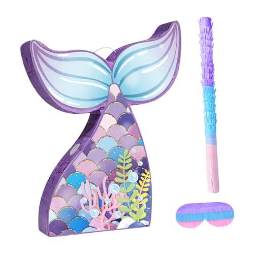 Meerjungfrau-Piñata für Geburtstagsparty-Dekorationen, Ozean-Thema-Partyzubehör mit Schlagstab und Öse, 31,5 x 7,5 x 41 cm Meerjungfrau-Piñata für Geburtstagsparty-Dekorationen, Ozean-Thema-Partyzubehör mit Schlagstab und Öse, 31,5 x 7,5 x 41 cm von pistro