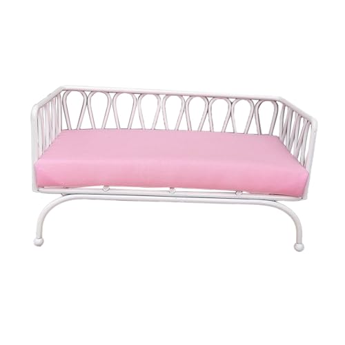 Miniatur-Puppenhaus-Sofa, Metallstuhl, realistisch, Maßstab 1:12, künstliches Puppen-Sofa, Zubehör, Puppenhaus-Couch, Weiß von pistro