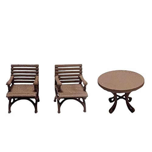 Miniatur-Tisch- und Stuhl-Set aus Kunstharz, Maßstab 1:64, für Puppenstube, Basteln und Dekoration, Braun Miniatur-Tisch- und Stuhl-Set aus Kunstharz, Maßstab 1:64, für Puppenstube, Basteln und Dekoration, Braun von pistro