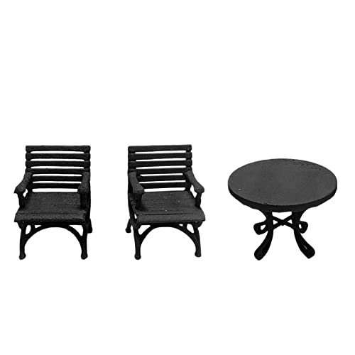 Miniatur-Tisch- und Stuhl-Set im Maßstab 1:64, Kunstharz, für Puppenstubenbasteln und Dekoration, Schwarz von pistro