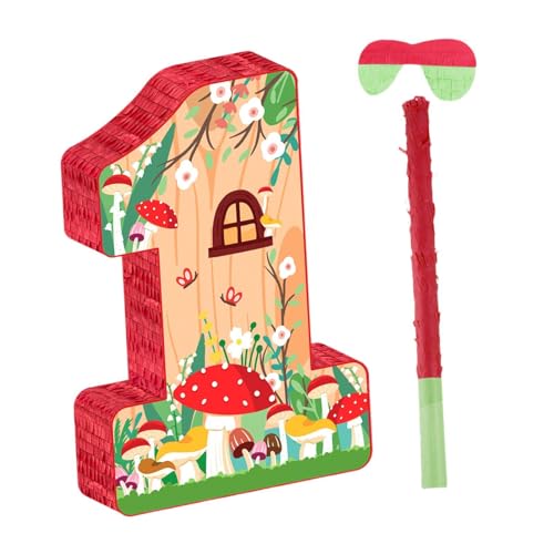 Piñata Nummer 1 für Geburtstagsparty mit Stange und Ösenhaken, 29,5 x 7,5 x 41,5 cm, befüllbar, Party-Spiel-Requisite für Süßigkeiten und Konfetti Piñata Nummer 1 für Geburtstagsparty mit Stange und Ösenhaken, 29,5 x 7,5 x 41,5 cm, befüllbar, Party-Spiel-Requisite für Süßigkeiten und Konfetti von pistro
