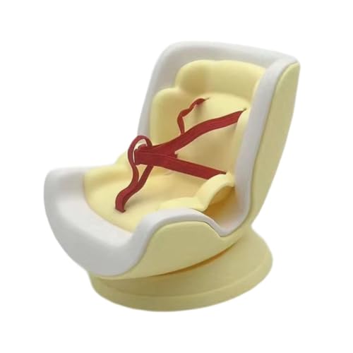 Puppen-Autositz, Auto-Innendekoration, Miniatur-Möbel, niedliches Puppenzubehör, Multifunktions-Display-Plattform, PU-Leder, 10 x 15 x 18 cm, Gelb von pistro