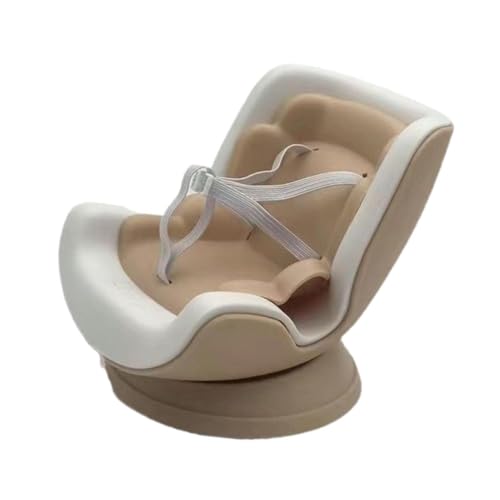 Puppen-Autositz für Auto-Innendekoration, Miniatur-Puppenmöbel mit verstellbaren Riemen, für Lüftungsschlitze oder Schreibtisch-Display (10 x 15 x 18 cm), Beige von pistro