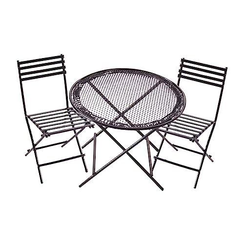 Puppenhaus-Miniatur-Tisch und Stühle, Metall, Maßstab 1:12, Kaffee-, Tee-Möbel, Feengarten, rustikal, elegant, Dekoration, Zubehör, Schwarz Puppenhaus-Miniatur-Tisch und Stühle, Metall, Maßstab 1:12, Kaffee-, Tee-Möbel, Feengarten, rustikal, elegant, Dekoration, Zubehör, Schwarz von pistro