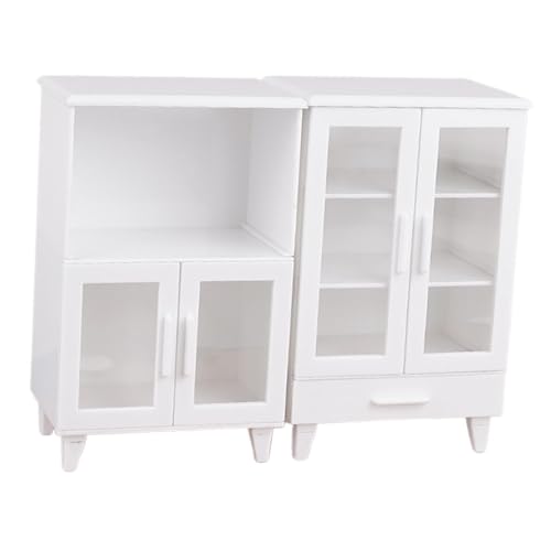 Puppenhaus Miniaturschrank 2 Stück Set 1:12 Maßstab Küche Lagerregal Schrank für Badezimmer Speisekammer Puppenhaus Möbel von pistro
