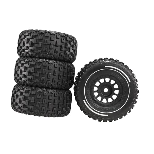 RC Autoreifenrad, 4 Stück, mit 12 mm Sechskant, professionelle Ersatz-LKW-Reifen, 6,5 cm Durchmesser, Schwarz von pistro