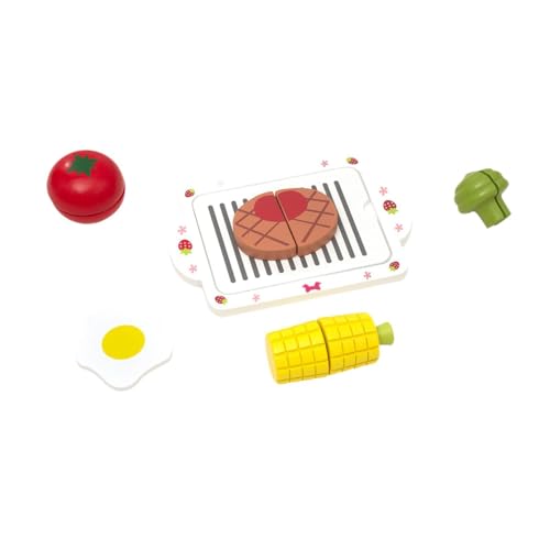 Schneidespiel-Lebensmittelspielzeug Set, Küchenspielzeug mit Schneidebrett, Steak, Eiern für Kinder ab 3 Jahren, Rollenspiel-Lernspielzeug von pistro