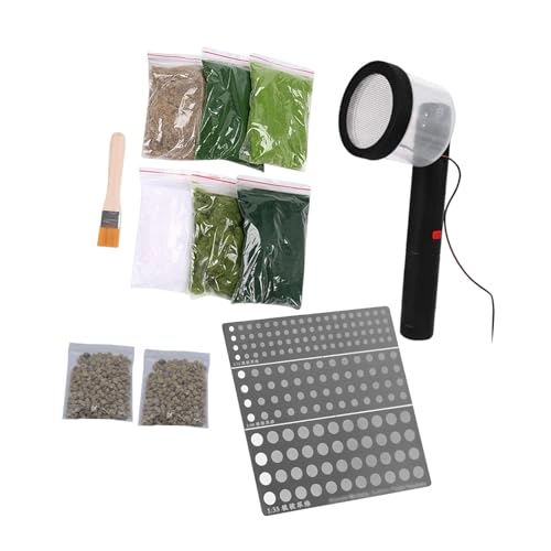 Statisches Gras Elektrostatische Beflockungsmaschine Kit mit 6 Graspulverbeuteln, DIY Handwerk Projekt Set für Modelllandschaften und Sandtische von pistro