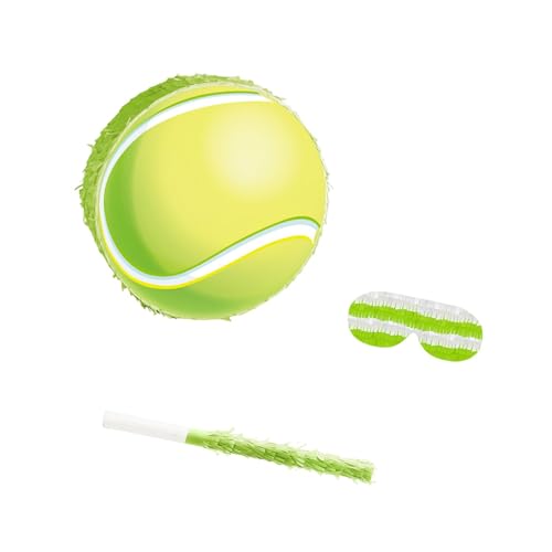 Tennisball-Piñata mit Augenbinde, Stange und Konfetti, 32 x 7,5 cm, Sport-Mottoparty-Zubehör für Outdoor-Aktivitäten Tennisball-Piñata mit Augenbinde, Stange und Konfetti, 32 x 7,5 cm, Sport-Mottoparty-Zubehör für Outdoor-Aktivitäten von pistro