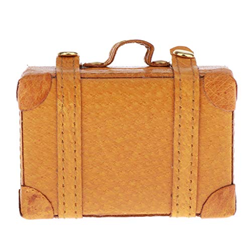 Vintage Reisekoffer Gepäck Möbelzubehör für 1/6 BJD Spielzeugpuppe, Gelb, Miniatur Koffer mit Schnappschnalle Vintage Reisekoffer Gepäck Möbelzubehör für 1/6 BJD Spielzeugpuppe, Gelb, Miniatur Koffer mit Schnappschnalle von pistro