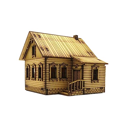 pistro 1/72 Miniatur Holzhaus Bausatz, Architekturszene Modellbau, Zerlegbares Holzpuzzle für Sandtisch, Modelleisenbahn Zubehör, DIY Bastelset- Stil A von pistro