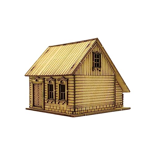 pistro 1/72 Miniatur Holzhaus Bausatz, Architekturszene Modellbau, Zerlegbares Holzpuzzle für Sandtisch, Modelleisenbahn Zubehör, DIY Bastelset- Stil B von pistro
