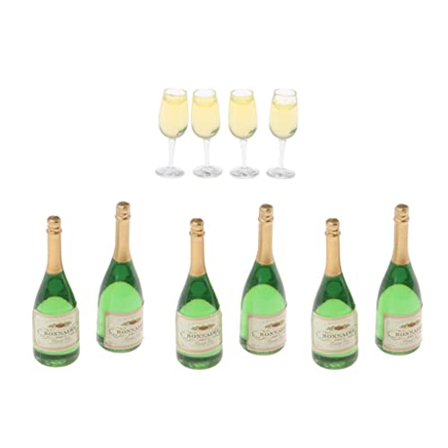 pistro 10 Stück Miniatur Wein Champagner Flasche Glas für Puppenhaus Maßstab 1:12 Bar Zubehör von pistro