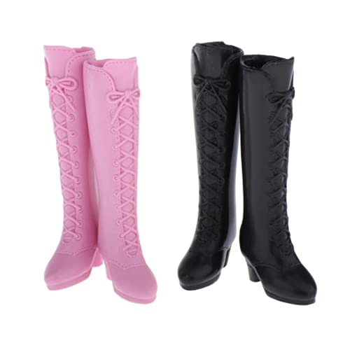 pistro 2 Paar handgefertigte Puppenschuhe Stiefel für 12 Zoll Puppen Outfits Ersatz Kostüme Schwarz pistro 2 Paar handgefertigte Puppenschuhe Stiefel für 12 Zoll Puppen Outfits Ersatz Kostüme Schwarz von pistro