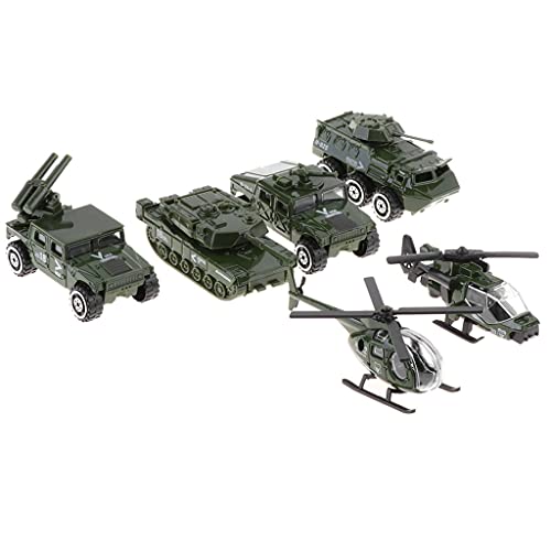 pistro 6 Teile Militär Fahrzeug Spielzeug Set 1:87 - Diecast Legion Fahrzeuge Hubschrauber Tankwagen von pistro
