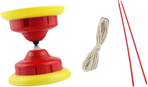 pistro Dreilagiges Diabolo-Jonglierspielzeug mit Stäbchen, leicht zu transportierendes chinesisches Yoyo, interaktives akrobatisches Performance-Spielzeug, ideal für Kinder und Erwachsene (rot) von pistro